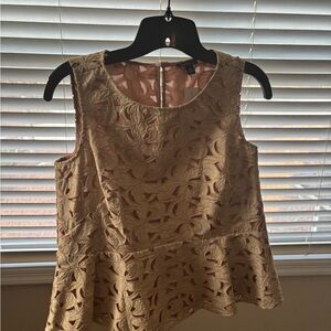 Ann Taylor Lace Peplum Blouse - Tan
